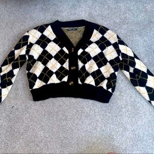SHEIN Cardigan Argyle Pattern